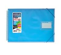 Classeur à pochettes ultra cristal avec spirale 360 et bords renforcés, ID, indicateurs, couverture rigide et fermeture à élastiques. 100 % recyclable by Office Box (bleu clair, A4+ horizontal - 20