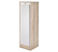 SIMMOB Classeur à Rideau 8 Tablettes 1 Kit Dossiers Serrure L 41,4 H 140,4 P 44 cm - Chêne + Rideau Blanc