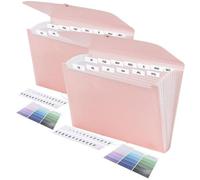Classeur A4 à 13 compartiments, pochette en plastique rose
