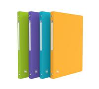 Oxford Classeur 4 anneaux Memphis – Plastique A4, dos 2 cm – Couleurs pastel assorties
