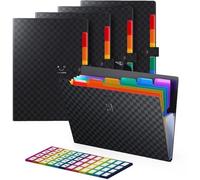 Classeur A4 Expansive avec grille de rangement, 5 compartiments, 7 rangées, extensible, portable, classeur scolaire de type Kantoff avec fermeture à boutons-pression