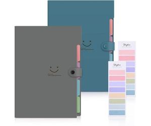 Classeur A4 extensible en deux parties avec tiroirs, gris foncé et bleu smog