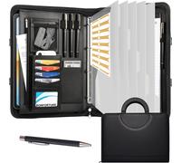 Classeur A4, porte-documents de conférence avec 4 anneaux, bloc-notes, stylo, noir
