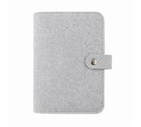 Classeur A5 en feutre gris clair - DELIAC - 6 anneaux - Couverture souple - Rechargeable - 23 x 18,5 cm