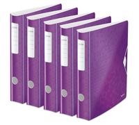 Leitz, Classeur à Levier Active A4, En PP, Dos 65 mm, Capacité 350 Feuilles, Mécanisme unique 180°, Fermeture Élastique, Pochettes Intérieures, Classeur Bureau École Maison, Blanc WOW, 11070001