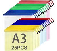 Classeur administratif A3 à fermeture éclair, fermeture éclair en plastique maillé 5 couleurs, classeur A3 avec sous-dossiers, pour la gestion de documents, pour organiser les tâches ménagères, pour l