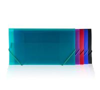 Classeur avec fermeture à élastiques format DL/reçu avec élastiques extra larges et matériau semi-translucide recyclable de grande résistance 5 couleurs