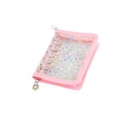 Classeur budgétaire avec fermeture éclair Rose Format A8 | Carnet de protection en PVC à 5 anneaux en acier inoxydable pour demi-lettre 7,6 x 12,7 cm