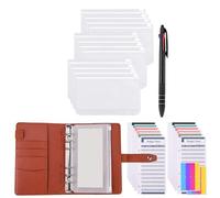 Classeur De Budget En Cuir Pu A6, Organisateur D'argent Pour L'argent, 12 Enveloppes De Budget, 1 Stylo À Bille, 12 Feuilles De Budget, 2 Autocollants