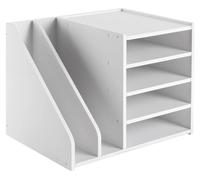 Classeur de documents - Porte-documents à 4+2 compartiments - Stable - Grande capacité de rangement - Gain de place - PVC - Blanc