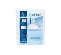 Classeur de présentation Exacompta Kreacover, DIN A4 extra-large, 2 poches extérieures, 2 poches intérieures, mécanisme 4 anneaux D Ø 50 mm, largeur du dos 75 mm, capacité 460 feuilles, blanc