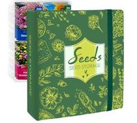 Classeur de rangement de semences de jardin, 31,5 x 34 cm, organiseur de livre de semences avec 40 pages de classeur à 4 poches, 3 anneaux en D en cuir pour jardiniers (vert)