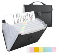 Classeur extensible, 13 compartiments, format A4, en plastique (PP), couleur noire