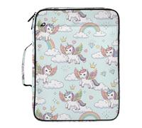 Classeur extensible bleu clair avec classeur à anneaux amovible, étui de rangement résistant à l'eau avec motif licornes mignonnes de dessin animé