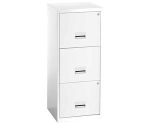 Classeur Métal Pratic 3 tiroirs pour dossiers suspendus - Corps Blanc - Tiroirs Blanc