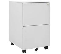 Classeur Mobile Gris Clair en Acier avec 2 tiroirs verrouillables, Barres de Suspension Amovibles pour dossiers Lettre, légal et A4, glissières à Billes 3 Sections, Armoire