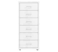 Classeur mobile moderne - vidaxl - Blanc - 28x41x69 cm - Métal - 6 tiroirs - 4 roues - Capacité de charge totale 35 kg