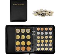 Classeur Monnaie de Paris avec 600 Pochettes, Album pièces de Monnaie Collection 3x3cm/4x4,5cm, Rangement pièces avec 10 Feuilles