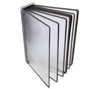 Classeur Mural A4 à 10 Pages en Fer et Pvc, Affichage Double Face | Pochettes Plastiques Transparentes, Format A4, pour Menus et Fiches de Référence, Noir