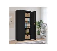 Classeur noir 90x40x180 cm acier, armoire à dossiers, armoire de rangement, armoire de bureau, armoire de classement, unité de rangement