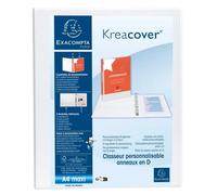 Classeur personnalisable rigide 2 poches KreaCover - 2 anneaux en D 30mm - A4 maxi - Blanc