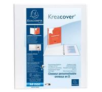 Classeur personnalisable rigide 2 poches KreaCover - 2 anneaux en D 40mm - A4 maxi - Blanc