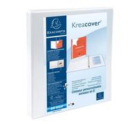 Classeur personnalisable rigide 2 poches KreaCover - 4 anneaux en D 16mm - A4 maxi - Blanc