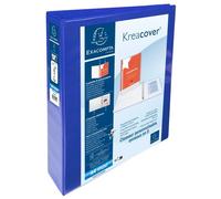 Classeur personnalisable rigide 2 poches KreaCover - 4 anneaux en D 40mm - A4 maxi - Bleu