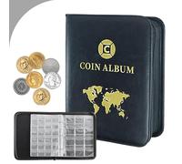 Classeur Piece 2 euros 30 Pages,Poches Classeur Monnaie de Paris 4,5x4,5 cm/3,5x3,5 cm,Rangements pour Pièces de Monnaie pour Jetons, Badges,pour 624 pièces de collection - Noir