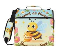 Classeur portefeuille 3,8 cm à 3 anneaux avec poignée Sweet with Honey Busy As A Bee Multi-Pocket for Middle School Cremallera de carpeta