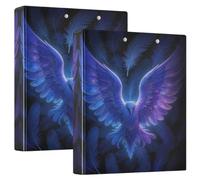 Classeur pour carnet de notes 1,5" Plumes bleues Ailes d'ange 2 | Lot de 200 classeurs esthétiques à 3 anneaux avec pochette