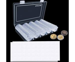 Classeur pour Pièces de 2 Euros - 100 Capsules de Rangement avec Joint EVA - Protection et Stockage de Monnaies