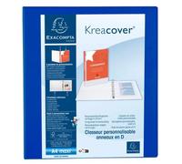 Classeur PP personnalisable Kreacover - 2 anneaux en D 40mm - A4 maxi - Bleu
