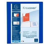 Classeur PP personnalisable Kreacover - 4 anneaux en D 25mm - A4 maxi - Bleu
