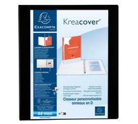 Classeur PP personnalisable Kreacover - 4 anneaux en D 25mm - A4 maxi - Noir