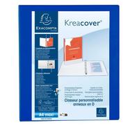 Classeur PP personnalisable Kreacover - 4 anneaux en D 30mm - A4 maxi - Bleu