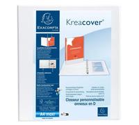 Classeur PP personnalisable Kreacover - 4 anneaux en D 40mm - A4 maxi - Blanc