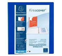 Classeur PP personnalisable Kreacover - 4 anneaux en D 40mm - A4 maxi - Bleu