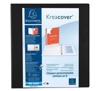 Classeur PP personnalisable Kreacover - 4 anneaux en D 60mm - A4 maxi - Noir