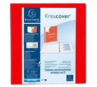 Classeur PP personnalisable Kreacover - 4 anneaux en D 60mm - A4 maxi - Rouge