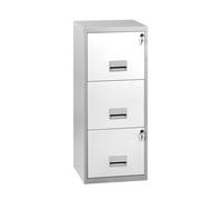 Classeur Pratic - 3 tiroirs pour dossiers suspendus - Métal - Corps Aluminium - Façades Blanc
