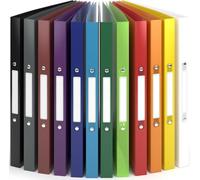 ACROPAQ - 12 x classeurs à anneaux A4, Classeur, Couleurs vives, Avec étiquettes de dos, Largeur de dos 2,5 cm, Anneaux 2-O de 16 mm de diamètre, Polypropylène mat - Classeurs à anneaux