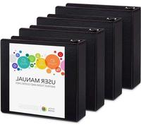 Classeurs à anneaux noirs - Porte-fiches - Rangement de documents - 4 pochettes intérieures - Capacité : 7,6 cm - Noir