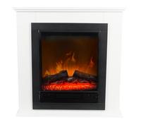 Classic Fire Cheminee Electrique Effet Flamme Lugano 1800W - Cheminée Décorative avec Télécommande et Minuterie - Chauffage Electrique Poêle Électrique Autoportant - Blanc