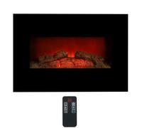 Classic Fire Cheminée Électrique Memphis - Cheminée Décorative Murale 1800W avec Chauffage et Effet Flamme LED - Poêle Électrique avec Télécommande, Minuterie et Protection Surchauffe - Noir