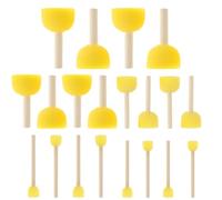 Classicseali Lot de 20 pinceaux éponge ronds, 5 tailles, pinceaux éponge pour enfants, avec manche en bois, pour peinture acrylique, bricolage, artisanat et art des enfants, jaune