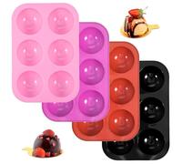 Classicseali Lot de 4 moules à boules en silicone avec 6 trous, demi-sphères pour la fabrication de boules de chocolat rondes, desserts, gelées, mousses et puddings, multicolore