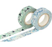 Classiky INNSPIRO Lot de 2 rubans adhésifs masking tape washi designs assortis C 15mm.x15m.