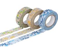 Classiky INNSPIRO Lot de 3 rubans adhésifs masking tape washi little garden couleurs assorties 15 mm x 15 m.
