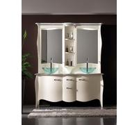 Classique lavabo double lavabo en bois sous-évier au sol miroir